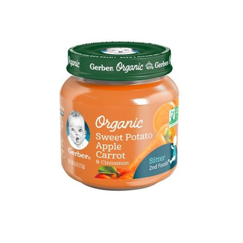 Gerber 2nd Foods Organic Sweet Potato Apple Carrot Cinnamon Baby Food, 4 oz Jar