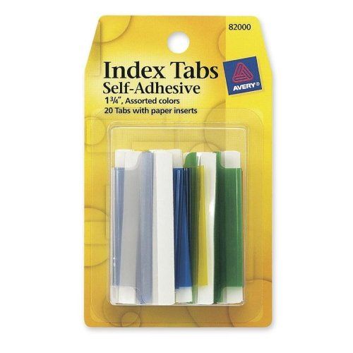 Avery Index Tabs with Writable Inserts, 1.75 Inches, 20 Assorted Tabs (82000)