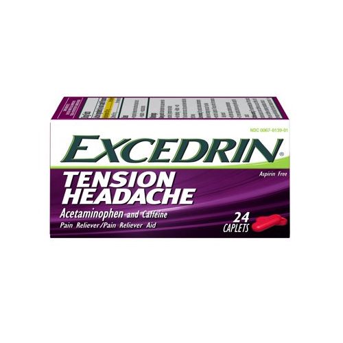 Excedrin Tension Headache Relief Acetaminophen and Caffeine Caplets  24 Count