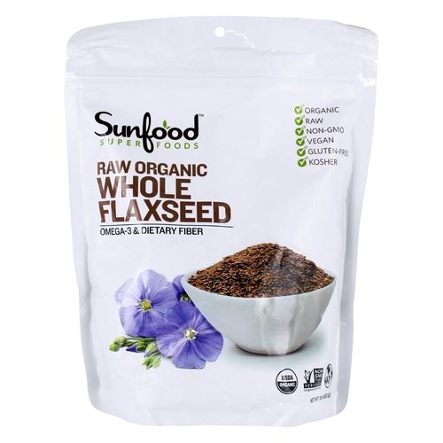 Sunfood, Superfoods, Raw Organic Whole Flaxseed, 1 lb (453.5 g)