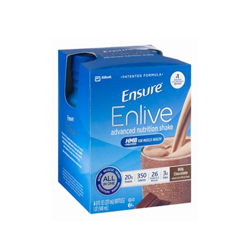 Ensure Enlive Meal Replacement Shake, 20g Protein, 350 Calories, Advanced Nutrition Protein Shake, Milk Chocolate, 8 fl. Oz., 4 Bottles