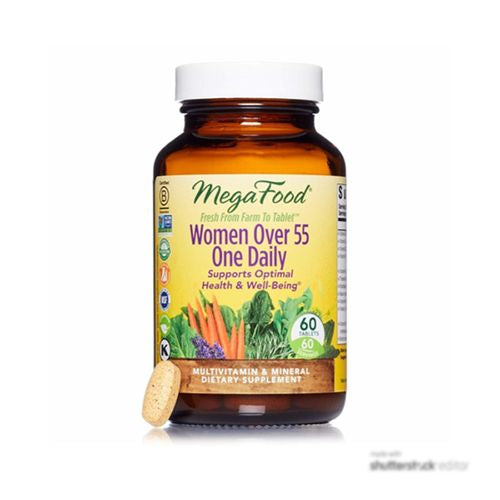 MegaFood Women s 55+ One Daily - Multivitamin with B  C & D vitamins  Folate  Biotin - Non-GMO  Gluten-Free  Vegetarian  & Made without Dairy and Soy - 60 Tabs