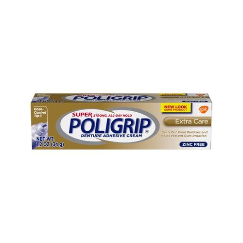 Super Poligrip Extra Care Denture Care Adhesive Cream with Poliseal, 1.2 Ounce