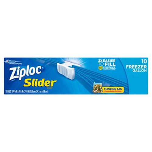 Ziploc Brand Slider Freezer Gallon Bags with Power Shield Technology, 10 Count