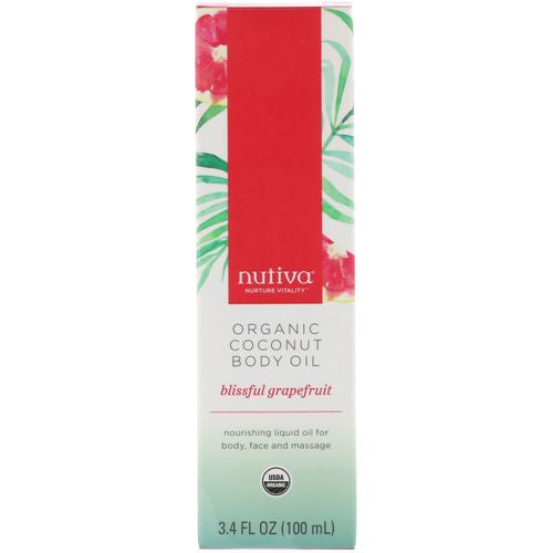 Nutiva Organic Coconut Body Oil Blissful Grapefruit 3 4 fl oz 100 ml