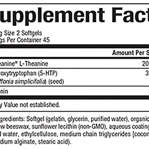 Stress-Relax Tranquil Sleep by Natural Factors  Sleep Aid with Suntheanine L-Theanine  5-HTP  Melatonin  90 Softgels