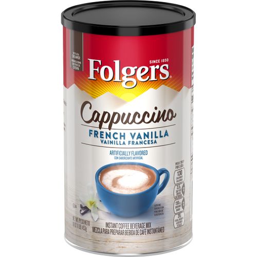 Folgers French Vanilla Flavored Cappuccino, Instant Coffee Beverage Mix, 16-Ounce
