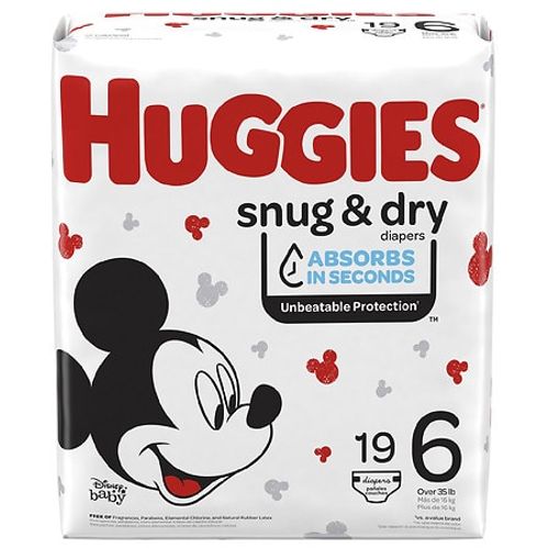 Huggies Snug & Dry Baby Diapers  Size 6  19 Ct