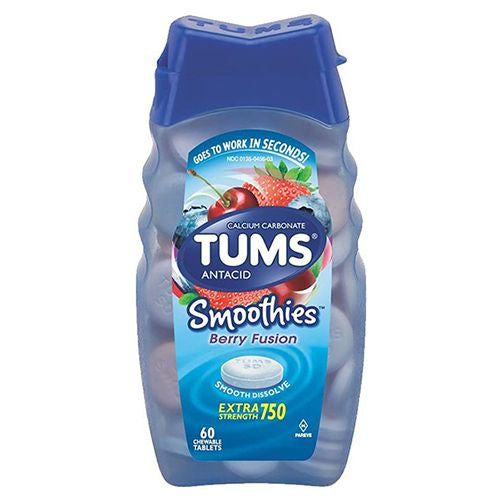 Tums Smoothies Berry Fusion Extra Strength Antacid Chewable Tablets  60 Ct
