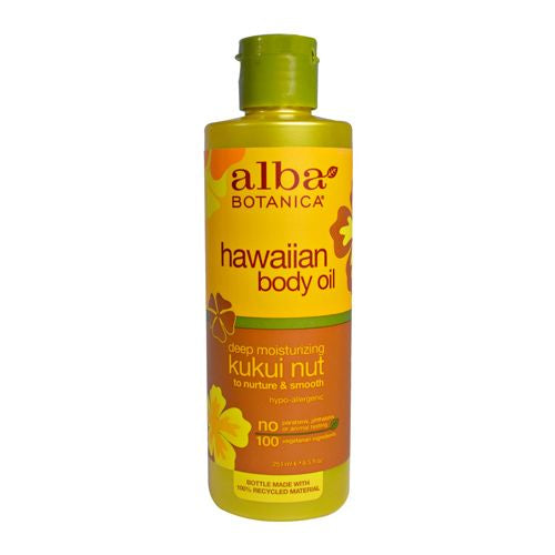 Alba Botanica Hawaiian Body Oil Deep Moisturizing Kukui Nut 8.5 oz