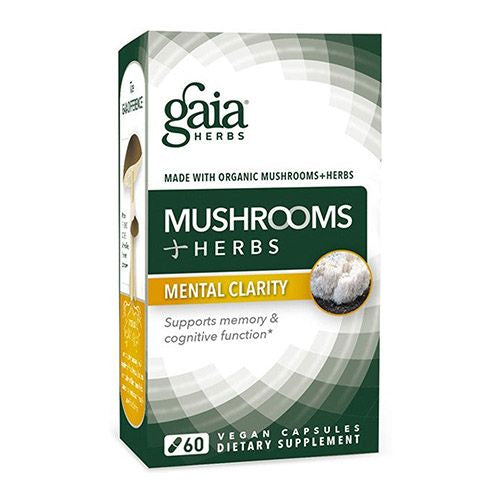 Gaia Herbs Mushrooms + Herbs Mental Clarity Capsules  60 Count