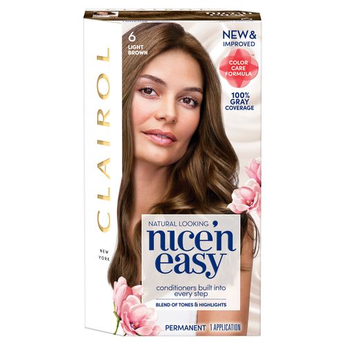 Clairol Nice n Easy Permanent Hair Color Creme  6 Light Brown  1 Application  Hair Dye