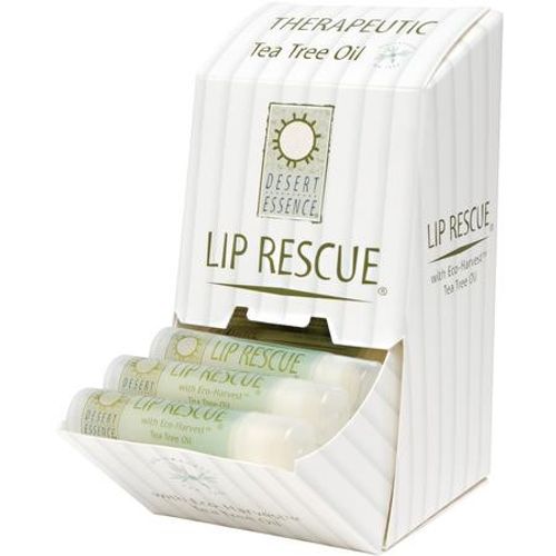 Desert Essence  Theraputic Tea Tree Oil Lip Rescue 0.35 oz. - Gluten Free - Vegan - Cruelty Free - Tea Tree Oil  Aloe & Vitamin E - Relieves Dry Cracked Lips while Cooling
