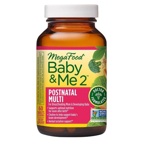 MegaFood Baby & Me 2 Postnatal Multi - Postnatal vitamins for breastfeeding moms with Folate (Folic Acid Natural Form)  Choline  Biotin & Moringa Leaf - Non-GMO & Vegetarian - 60 Tabs (30 Servings)