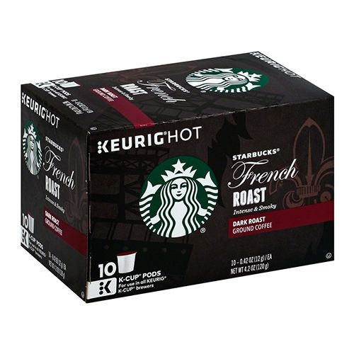 Starbucks French Roast Coffee K-Cup Pods  Dark Roast  Coffee Pods for Keurig Brewers  1 Box (10 Pods)