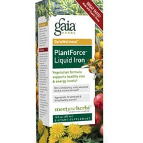 Gaia Herbs Plant Force Liquid Iron - Vegetarian Iron Supplement to Help Maintain Healthy Iron & Energy Levels - With Star Anise  Sea Buckthorn  Beet Root  Dandelion & Nettle - 16 Fl Oz (47 Servings)