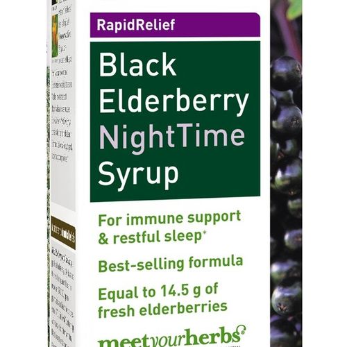 Gaia Herbs Black Elderberry  NightTime Syrup - Immune Support Supplement - With Organic Black Elderberries  California Poppy & Lemon Balm for Restful Sleep & Immune Defense - 3 Fl Oz (18-Day Supply)