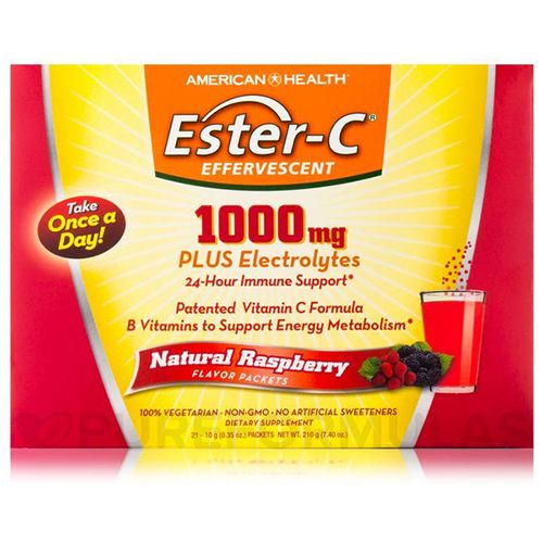 Ester-C Effervescent 1000mg per packet - Raspberry 21 Packets Box