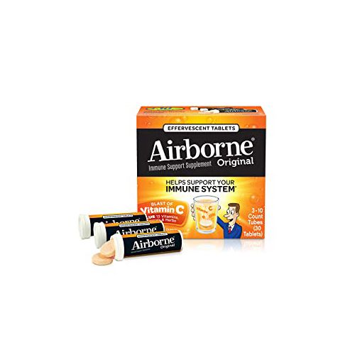 Airborne Vitamin C Effervescent Tablets  Zesty Orange  30 ct