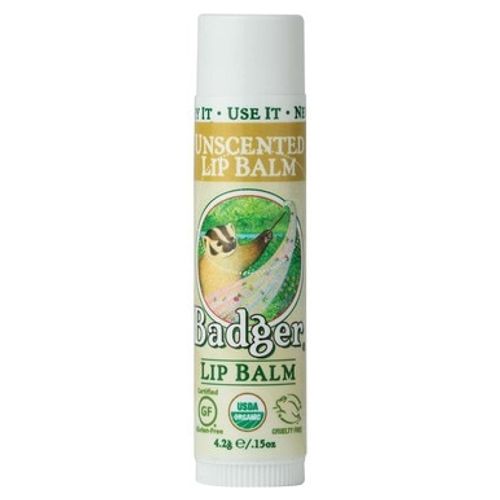 Badger - Classic Lip Balm  Unscented  Certified Organic  Moisturizing Lip Balm  0.15 oz Stick