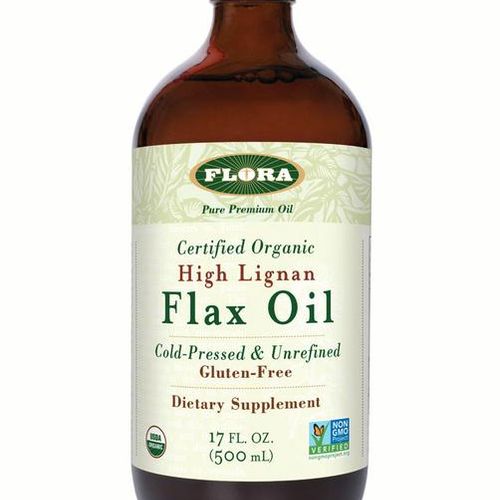 Flora High Lignan Flax Oil certified organic 17 Oz