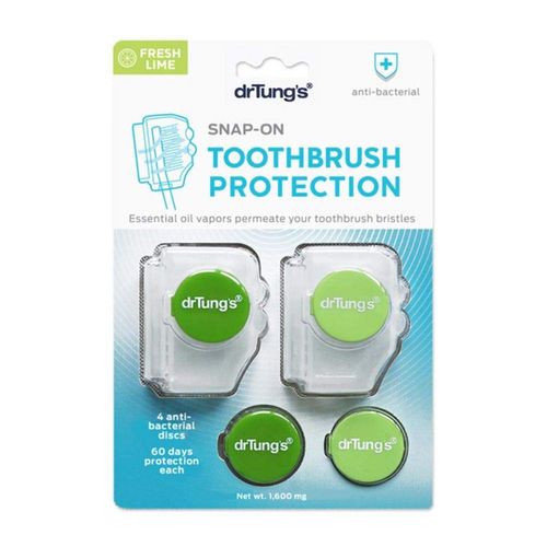 DrTung s - Snap-On Toothbrush Protection + 4 Anti-Bacterial Refill Discs - 2 Piece(s)