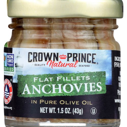 Crown Prince Natural Flat Fillets Anchovies, 1.5 Oz.