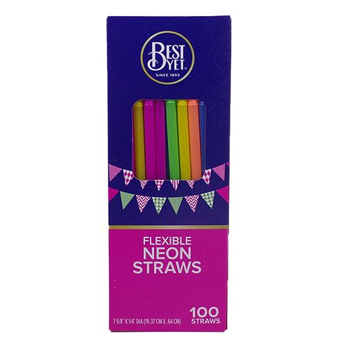 Best Yet Flexible Neon Straws - 100