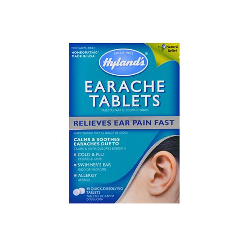 Hyland's Earache Tablets, Natural Relief of Cold & Flu Earaches, Swimmers Ear, and Allergies, 40 Count