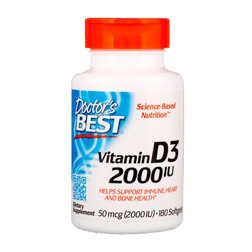Doctor s Best Vitamin D3 2000IU  Non-GMO  Gluten Free  Soy Free  Regulates Immune Function  Supports Healthy Bones  180 Softgels