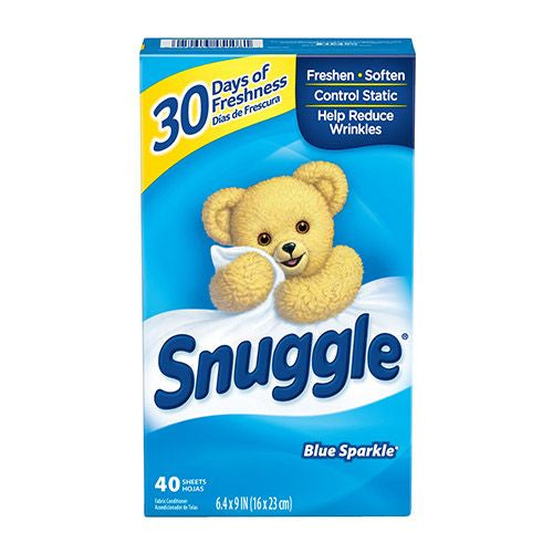 Snuggle Fabric Softener Dryer Sheets  Blue Sparkle  40 Count