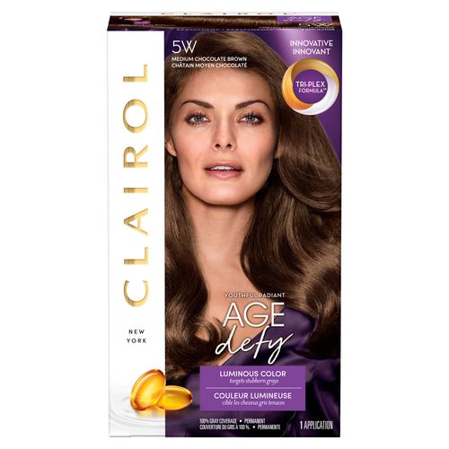 Clairol Age Defy Permanent Hair Color Crème 5W Medium Chocolate Brown, 1 Application