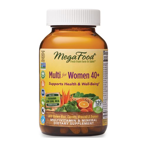 MegaFood Women s 40+ Multivitamin - Multivitamin for Women with Iron  Vitamin C  B12  B6  Choline  and more - Non-GMO  Gluten-Free  Vegetarian & Made without Dairy and Soy - 120 Tabs (60 servings)