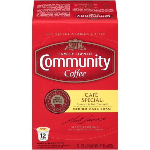 Community Coffee Cafe Special Medium-Dark Roast Single Serve Pods, Keurig K-Cup Brewer Compatible, 72 Ct