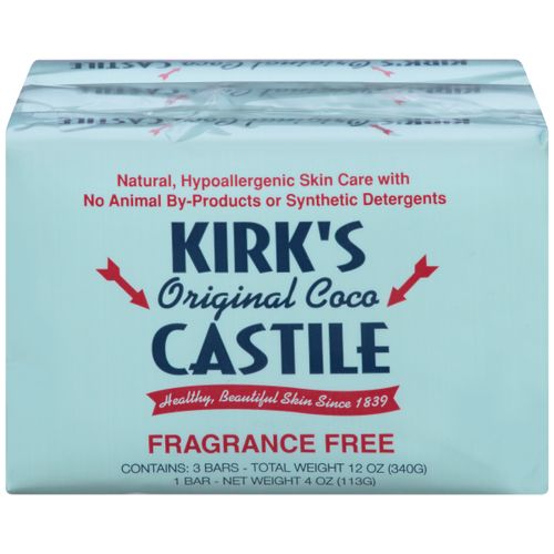 Kirk s Natural Original Coco Castile Bar Soap  Fragrance Free  4 oz  3 Count