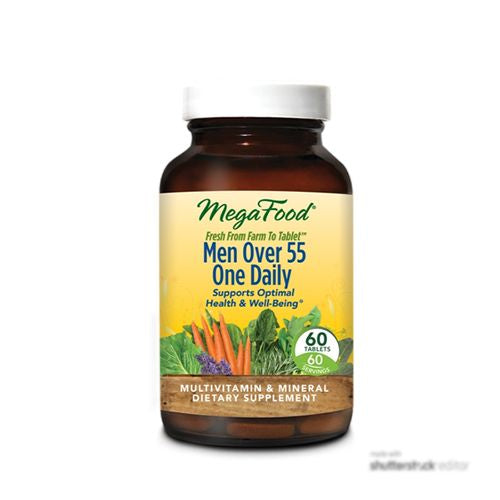 MegaFood Men s 55+ One Daily - Multivitamin for Men with B12  C & D Vitamins  Zinc & Selenium - Non-GMO  Gluten-Free  Vegetarian & Made without Dairy and Soy - 60 Tabs