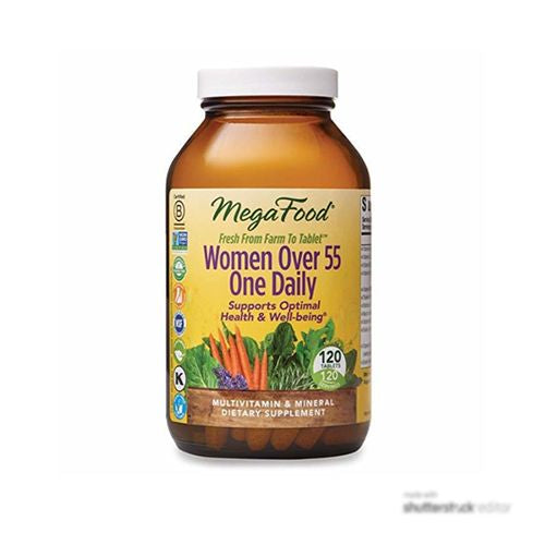 MegaFood Women s 55+ One Daily - Multivitamin with B  C & D vitamins  Folate  Biotin - Non-GMO  Gluten-Free  Vegetarian  & Made without Dairy and Soy - 120 Tabs