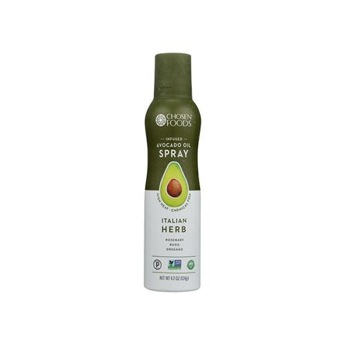 Chosen Foods Italian Herb Avocado Oil Spray 4.7 oz., Non-GMO, 500° F Smoke Point, Propellant-Free, Air Pressure Only for High-Heat Cooking, Baking and Frying