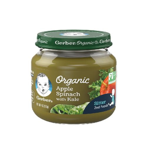 Gerber 2nd Foods Organic Apple Spinach Kale Baby Food, 4 oz Jar