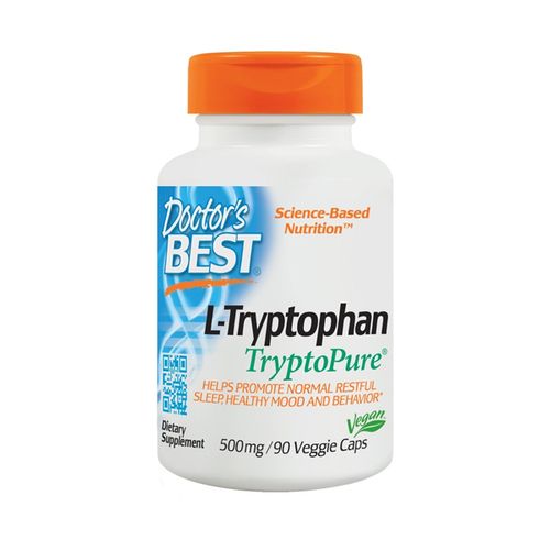 Doctor s Best L-Tryptophan from Tryptopure  Non-GMO  Vegan  Gluten Free  Soy Free  Helps Sleep  90 Veggie Caps