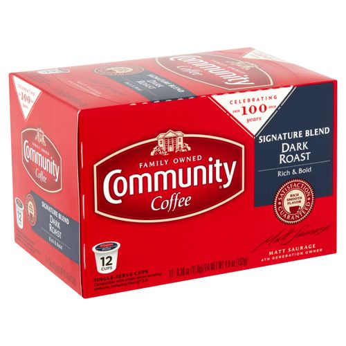Community Coffee Signature Blend Dark Roast Single Serve Pods, Keurig K-Cup Brewer Compatible, 72 Ct