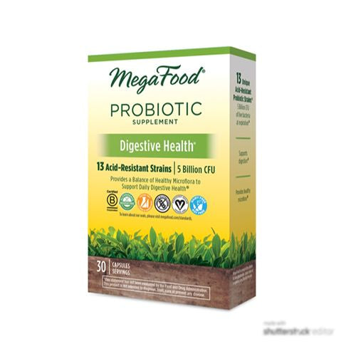 MegaFood, Digestive Health Probiotics, Shelf-Stable Dietary Supplement with 5 Billion CFU, 30 servings (30 capsules)