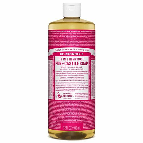 Dr. Bronner s Pure-Castile Liquid Soap – Rose – 32 oz