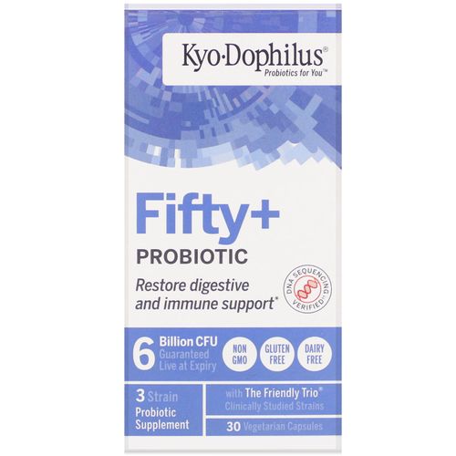 Kyo-Dophilus  Fifty+ Probiotic  6 Billion CFU  30 Vegetarian Capsules  Kyolic