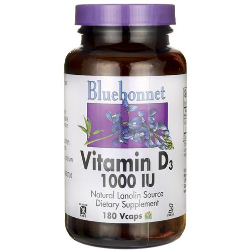 Bluebonnet Nutrition - Vitamin D3 1000 IU - 180 Vegetarian Capsules