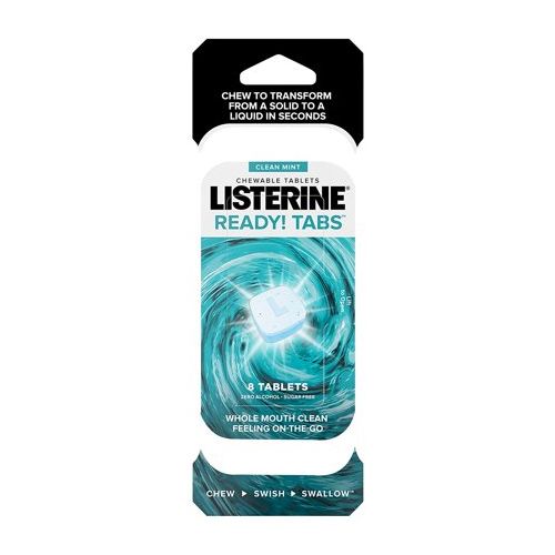 Listerine Ready! Tabs Chewable Mint Tablets  Clean Mint Flavor  8 ct