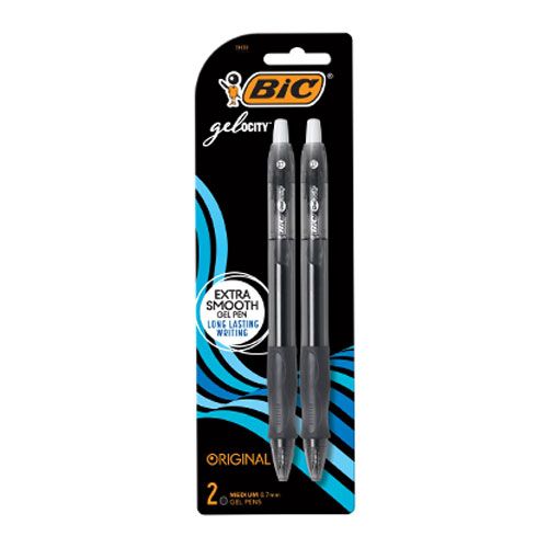 BIC Gelocity Original Retractable jel Pens  Medium Point (0.7 mm)  Black  2-Count