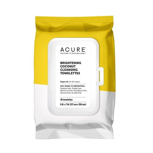 Acure Brightening Cleansing Towelettes | 100% Vegan | For A Brighter Appearance | Argan Oil - Gently Removes Makeup and Cleanses | Simply Wipe & Go | All Skin Types | Pack Coconut 1 Count (B06WP66LTG)