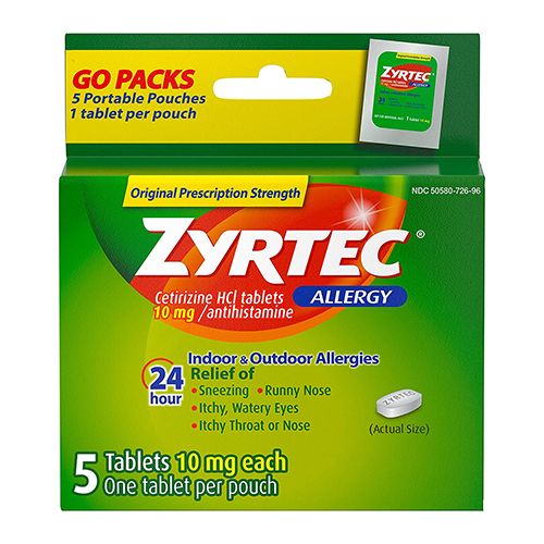 Zyrtec 24 Hour Allergy Relief Tablets  Cetirizine HCl  5 ct  (5 x 1 ct)