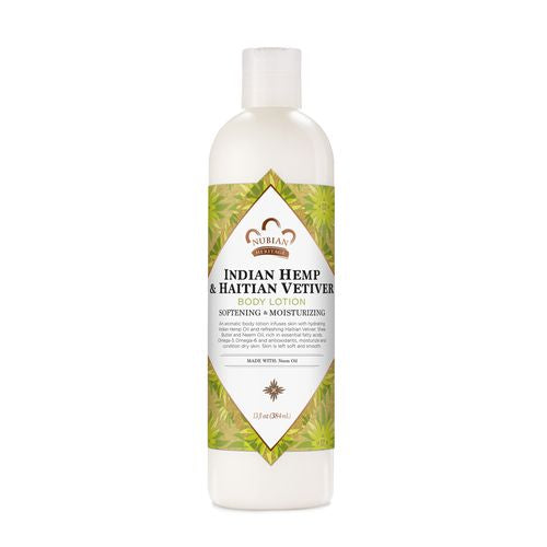 Nubian Heritage Body Lotion for All Skin Types Indian Hemp & Haitian Vetiver Made with Fair Trade Shea Butter 13 oz